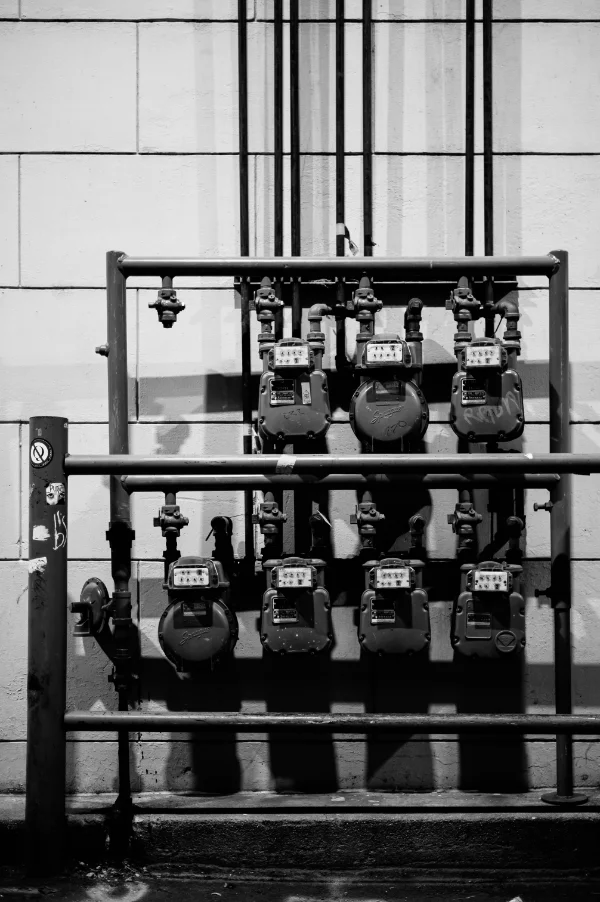gas meters + connected gas lines