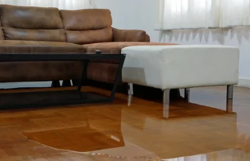slab leak causes water to seep through floor
